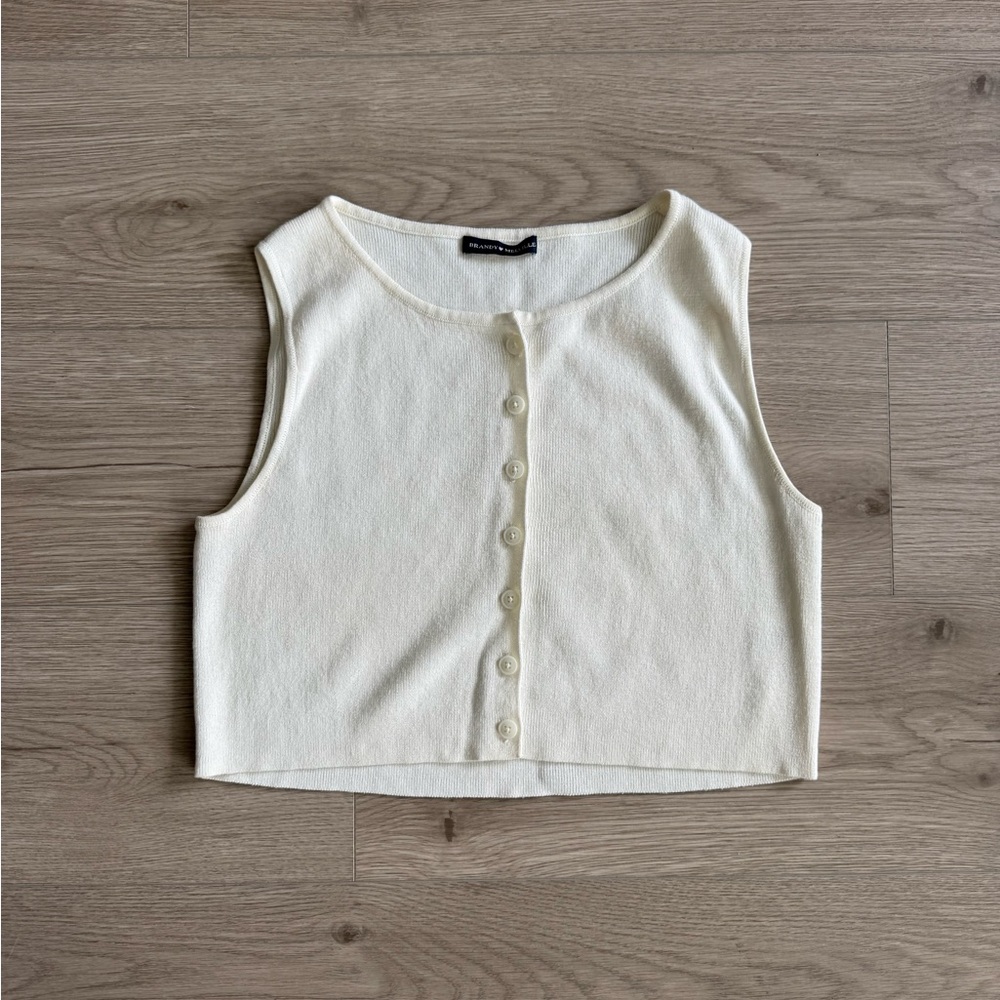 Brandy Melville Knot Cropped Button Up Vest